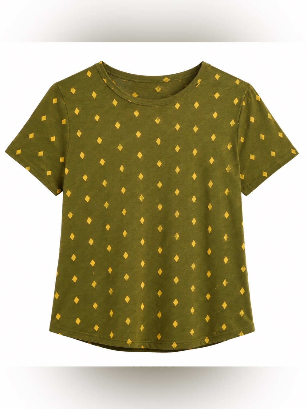 Studio 1886 Olive and Yellow Patterned Women's Tee 3X NWOT